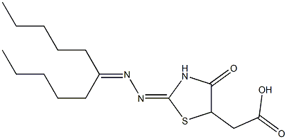 {4-oxo-2-[(1-pentylhexylidene)hydrazono]-1,3-thiazolidin-5-yl}acetic acid Struktur