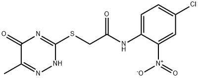 N-{4-chloro-2-nitrophenyl}-2-[(6-methyl-5-oxo-4,5-dihydro-1,2,4-triazin-3-yl)sulfanyl]acetamide Struktur