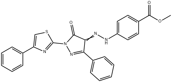 methyl 4-{2-[5-oxo-3-phenyl-1-(4-phenyl-1,3-thiazol-2-yl)-1,5-dihydro-4H-pyrazol-4-ylidene]hydrazino}benzoate Struktur