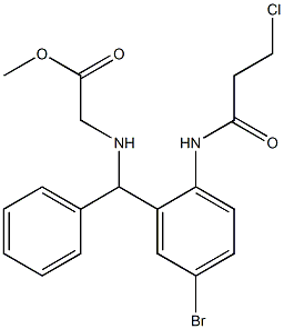 methyl {[{5-bromo-2-[(3-chloropropanoyl)amino]phenyl}(phenyl)methyl]amino}acetate Struktur