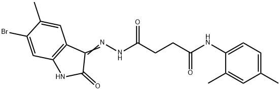 4-[2-(6-bromo-5-methyl-2-oxo-1,2-dihydro-3H-indol-3-ylidene)hydrazino]-N-(2,4-dimethylphenyl)-4-oxobutanamide Struktur