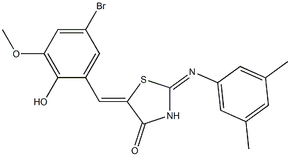 5-(5-bromo-2-hydroxy-3-methoxybenzylidene)-2-[(3,5-dimethylphenyl)imino]-1,3-thiazolidin-4-one Struktur