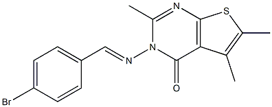 3-[(4-bromobenzylidene)amino]-2,5,6-trimethylthieno[2,3-d]pyrimidin-4(3H)-one Struktur