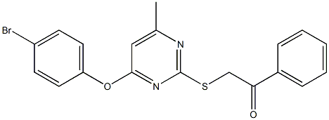 2-{[4-(4-bromophenoxy)-6-methyl-2-pyrimidinyl]sulfanyl}-1-phenylethanone Struktur