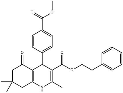 2-phenylethyl 4-[4-(methoxycarbonyl)phenyl]-2,7,7-trimethyl-5-oxo-1,4,5,6,7,8-hexahydroquinoline-3-carboxylate Struktur