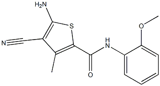 5-amino-4-cyano-N-(2-methoxyphenyl)-3-methyl-2-thiophenecarboxamide Struktur