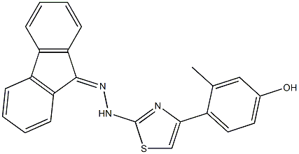 9H-fluoren-9-one [4-(4-hydroxy-2-methylphenyl)-1,3-thiazol-2-yl]hydrazone Struktur