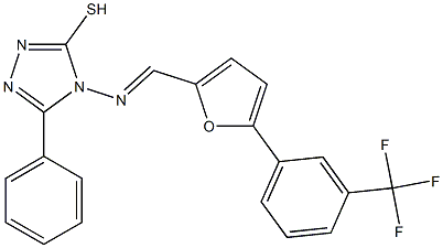 5-phenyl-4-[({5-[3-(trifluoromethyl)phenyl]-2-furyl}methylene)amino]-4H-1,2,4-triazol-3-yl hydrosulfide Struktur