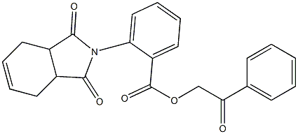 2-oxo-2-phenylethyl 2-(1,3-dioxo-1,3,3a,4,7,7a-hexahydro-2H-isoindol-2-yl)benzoate Struktur