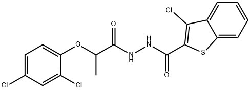 3-chloro-N'-[2-(2,4-dichlorophenoxy)propanoyl]-1-benzothiophene-2-carbohydrazide Struktur