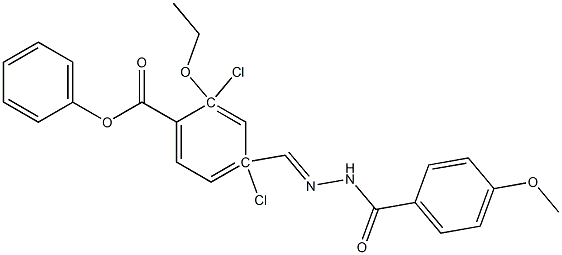 2-ethoxy-4-[(1E)-{[(4-methoxyphenyl)formamido]imino}methyl]phenyl 2,4-dichlorobenzoate Struktur