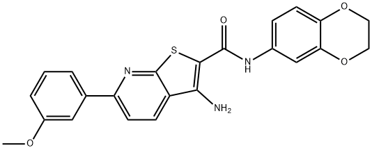 3-amino-N-(2,3-dihydro-1,4-benzodioxin-6-yl)-6-(3-methoxyphenyl)thieno[2,3-b]pyridine-2-carboxamide Struktur