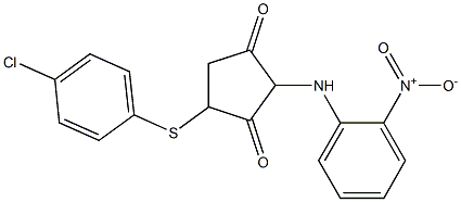 4-[(4-chlorophenyl)sulfanyl]-2-{2-nitroanilino}-1,3-cyclopentanedione Struktur