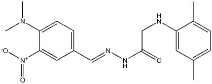 N'-{4-(dimethylamino)-3-nitrobenzylidene}-2-(2,5-dimethylanilino)acetohydrazide Struktur