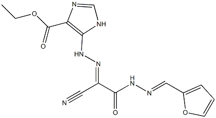 ethyl 5-(2-{1-cyano-2-[2-(2-furylmethylene)hydrazino]-2-oxoethylidene}hydrazino)-1H-imidazole-4-carboxylate Struktur