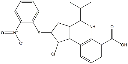 1-chloro-2-({2-nitrophenyl}sulfanyl)-4-(1-methylethyl)-2,3,3a,4,5,9b-hexahydro-1H-cyclopenta[c]quinoline-6-carboxylic acid Struktur