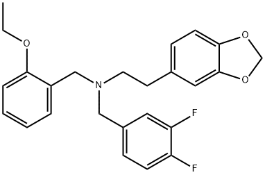 2-(1,3-benzodioxol-5-yl)-N-(3,4-difluorobenzyl)-N-(2-ethoxybenzyl)ethanamine Struktur