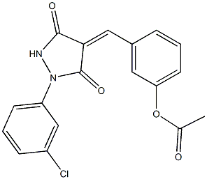 3-{[1-(3-chlorophenyl)-3,5-dioxo-4-pyrazolidinylidene]methyl}phenyl acetate Struktur