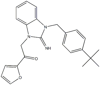 2-[3-(4-tert-butylbenzyl)-2-imino-2,3-dihydro-1H-benzimidazol-1-yl]-1-(2-furyl)ethanone Struktur