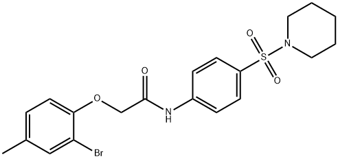 2-(2-bromo-4-methylphenoxy)-N-[4-(1-piperidinylsulfonyl)phenyl]acetamide Struktur