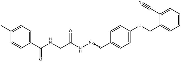 N-[2-(2-{4-[(2-cyanobenzyl)oxy]benzylidene}hydrazino)-2-oxoethyl]-4-methylbenzamide Struktur