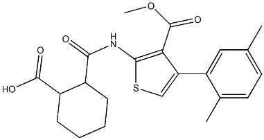 2-({[4-(2,5-dimethylphenyl)-3-(methoxycarbonyl)-2-thienyl]amino}carbonyl)cyclohexanecarboxylic acid Struktur