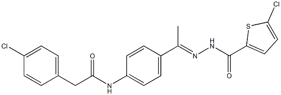 2-(4-chlorophenyl)-N-(4-{N-[(5-chloro-2-thienyl)carbonyl]ethanehydrazonoyl}phenyl)acetamide Struktur