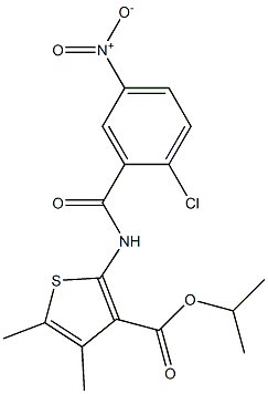 isopropyl 2-({2-chloro-5-nitrobenzoyl}amino)-4,5-dimethyl-3-thiophenecarboxylate Struktur