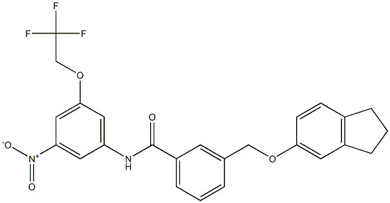 3-[(2,3-dihydro-1H-inden-5-yloxy)methyl]-N-[3-nitro-5-(2,2,2-trifluoroethoxy)phenyl]benzamide Struktur