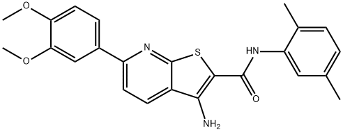 3-amino-6-(3,4-dimethoxyphenyl)-N-(2,5-dimethylphenyl)thieno[2,3-b]pyridine-2-carboxamide Struktur