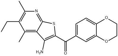 (3-amino-5-ethyl-4,6-dimethylthieno[2,3-b]pyridin-2-yl)(2,3-dihydro-1,4-benzodioxin-6-yl)methanone Struktur