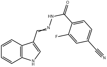 4-cyano-2-fluoro-N'-(1H-indol-3-ylmethylene)benzohydrazide Struktur