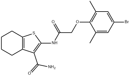 2-{[2-(4-bromo-2,6-dimethylphenoxy)acetyl]amino}-4,5,6,7-tetrahydro-1-benzothiophene-3-carboxamide Struktur