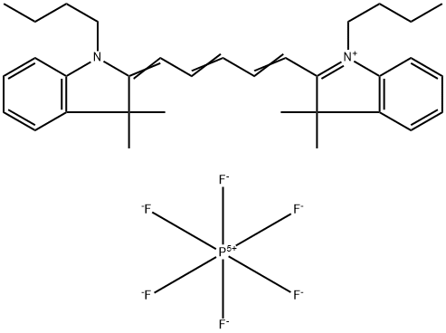 1-Butyl-2-[5-(1-butyl-1,3-dihydro-3,3-dimethyl-2H-indol-2-ylidene)-penta-1,3-dienyl]-3,3-dimethyl-3H-indolium hexafluorophosphate Struktur