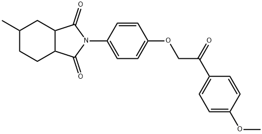 2-{4-[2-(4-methoxyphenyl)-2-oxoethoxy]phenyl}-5-methylhexahydro-1H-isoindole-1,3(2H)-dione Struktur