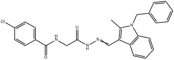 N-(2-{2-[(1-benzyl-2-methyl-1H-indol-3-yl)methylene]hydrazino}-2-oxoethyl)-4-chlorobenzamide Struktur