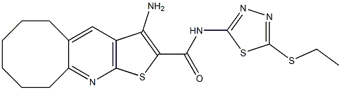 3-amino-N-[5-(ethylsulfanyl)-1,3,4-thiadiazol-2-yl]-5,6,7,8,9,10-hexahydrocycloocta[b]thieno[3,2-e]pyridine-2-carboxamide Struktur