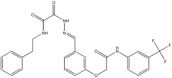 2-oxo-2-[2-(3-{2-oxo-2-[3-(trifluoromethyl)anilino]ethoxy}benzylidene)hydrazino]-N-(2-phenylethyl)acetamide Struktur