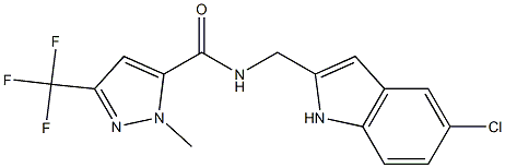 N-[(5-chloro-1H-indol-2-yl)methyl]-1-methyl-3-(trifluoromethyl)-1H-pyrazole-5-carboxamide Struktur