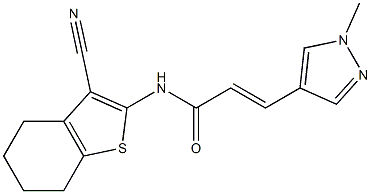 N-(3-cyano-4,5,6,7-tetrahydro-1-benzothien-2-yl)-3-(1-methyl-1H-pyrazol-4-yl)acrylamide Struktur