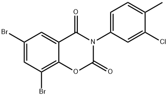 6,8-dibromo-3-(3-chloro-4-methylphenyl)-2H-1,3-benzoxazine-2,4(3H)-dione Struktur