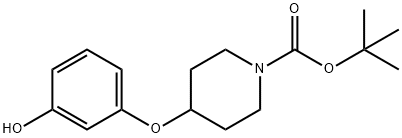 4-(3-Hydroxyphenoxy)-piperidine-1-carboxylic acid tert-butyl ester Struktur