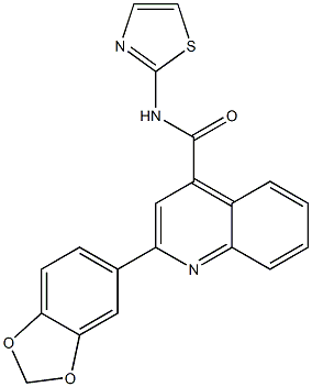 2-(1,3-benzodioxol-5-yl)-N-(1,3-thiazol-2-yl)-4-quinolinecarboxamide Struktur