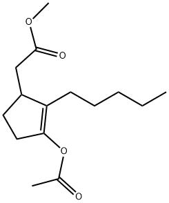 2-cyclopentene-1-acetic acid, 3-hydroxy-2-pentyl-, methyl ester acetate Struktur