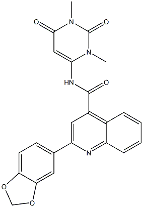 2-(1,3-benzodioxol-5-yl)-N-(1,3-dimethyl-2,6-dioxo-1,2,3,6-tetrahydro-4-pyrimidinyl)-4-quinolinecarboxamide Struktur