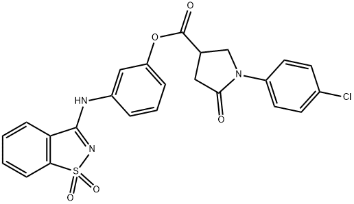 3-[(1,1-dioxido-1,2-benzisothiazol-3-yl)amino]phenyl 1-(4-chlorophenyl)-5-oxopyrrolidine-3-carboxylate Struktur