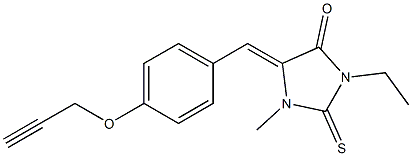 3-ethyl-1-methyl-5-[4-(prop-2-ynyloxy)benzylidene]-2-thioxoimidazolidin-4-one Struktur