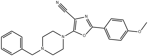 5-(4-benzylpiperazin-1-yl)-2-(4-methoxyphenyl)-1,3-oxazole-4-carbonitrile Struktur