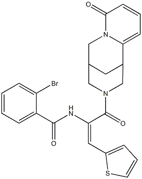 2-bromo-N-[1-[(6-oxo-7,11-diazatricyclo[7.3.1.0~2,7~]trideca-2,4-dien-11-yl)carbonyl]-2-(2-thienyl)vinyl]benzamide Struktur