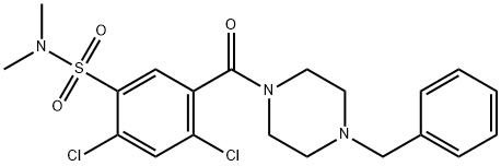 5-[(4-benzyl-1-piperazinyl)carbonyl]-2,4-dichloro-N,N-dimethylbenzenesulfonamide Struktur